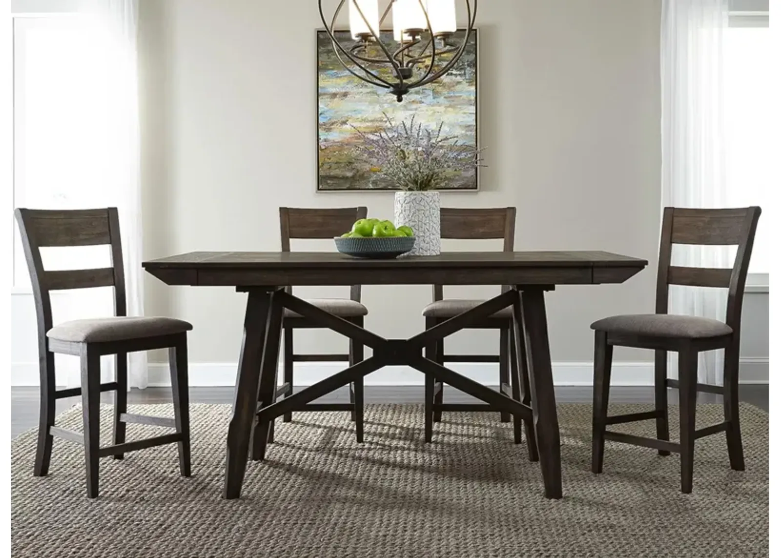 Double Bridge 5-pc. Counter Height Dining Set in Dark Brown by Liberty Furniture