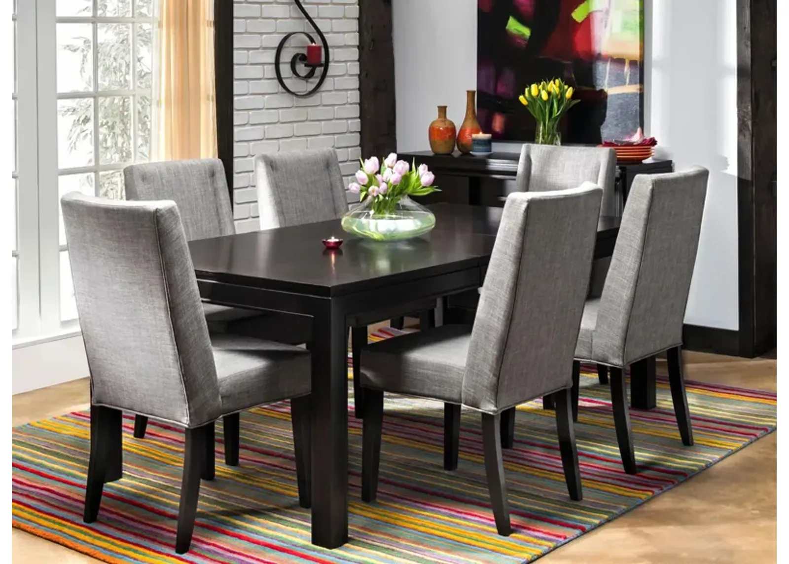 Logan 7-pc. Dining Set in Dark Brown / Gray by Homelegance