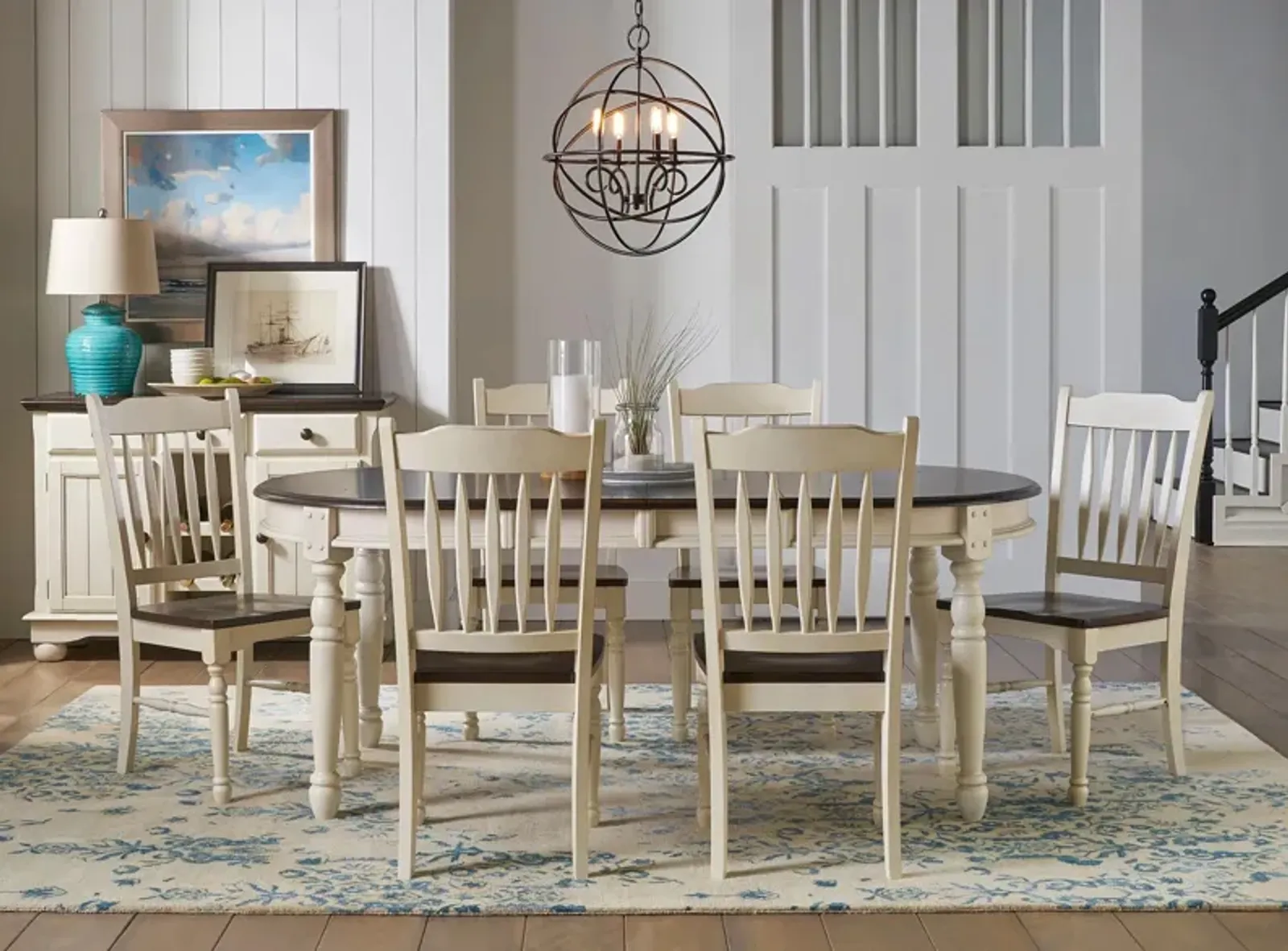 British Isles 7-pc. Double Leaf Slatback Dining Set