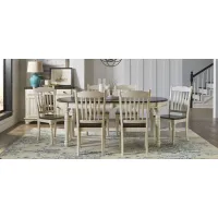 British Isles 7-pc. Double Leaf Slatback Dining Set in Chalk-Cocoa Bean by A-America