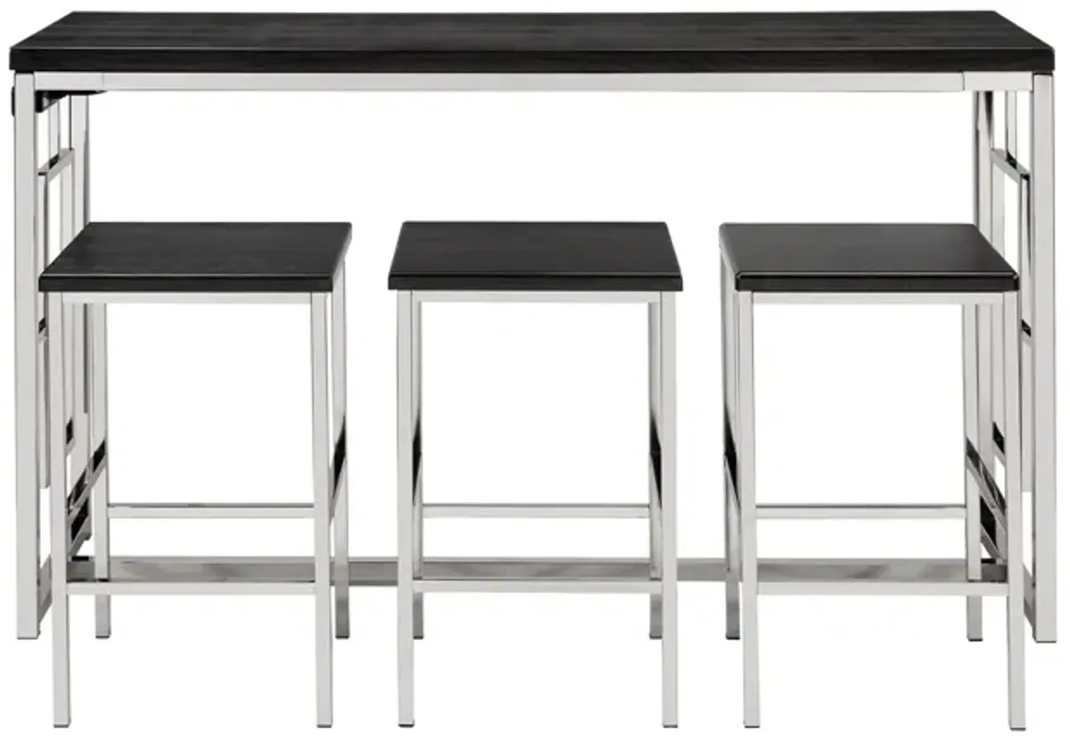 Harper 4-pc. Table Set in Cappuccino/Chrome by Elements International Group