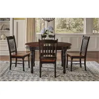 British Isles 5-pc. Oval Slatback Dining Set with Leaves in Oak-Black by A-America