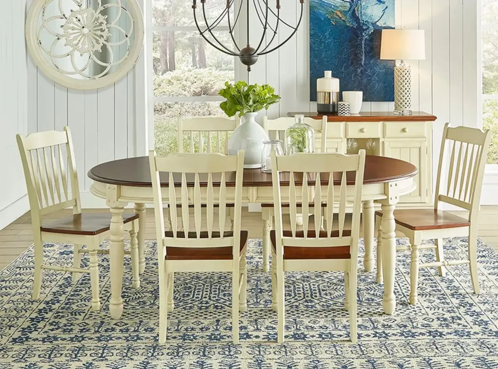 British Isles 7-pc. Oval Slatback Dining Set with Leaves