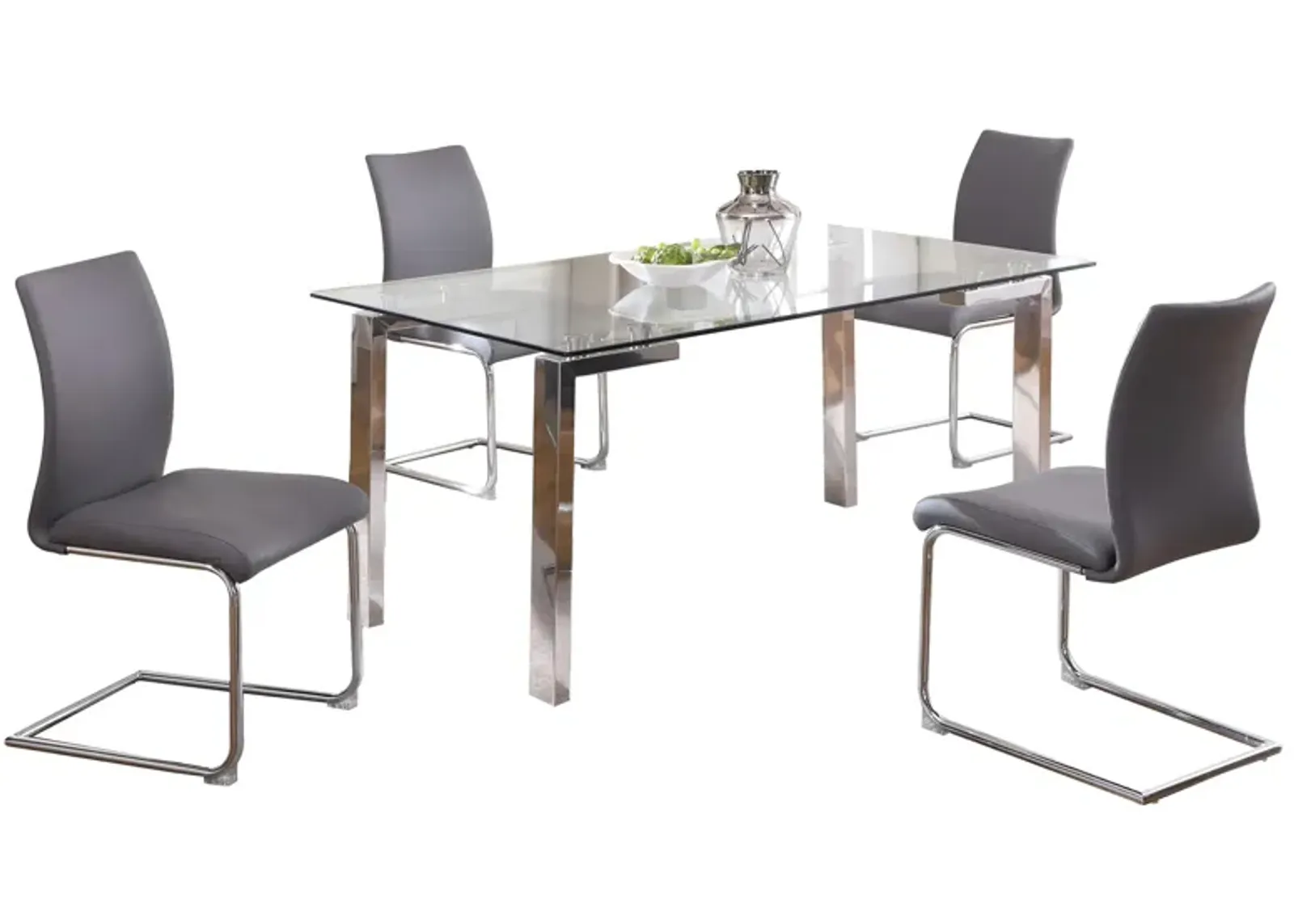 Cristina 5-pc. Glass Dining Set in Gray by Chintaly Imports