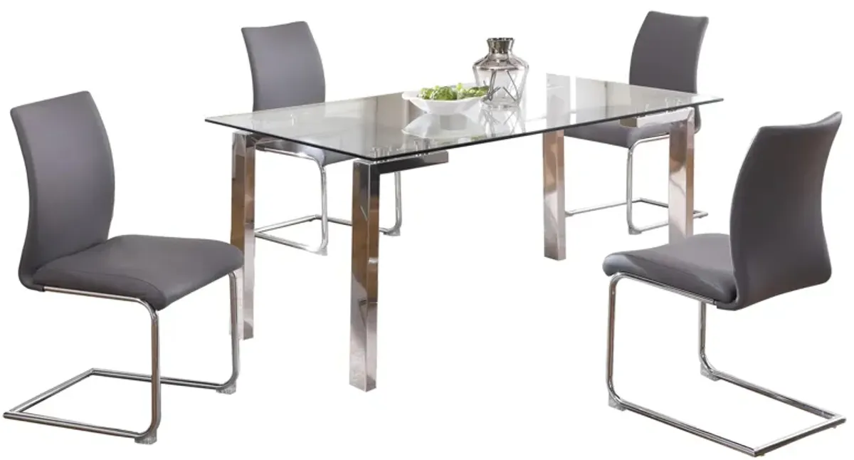 Cristina 5-pc. Glass Dining Set in Gray by Chintaly Imports