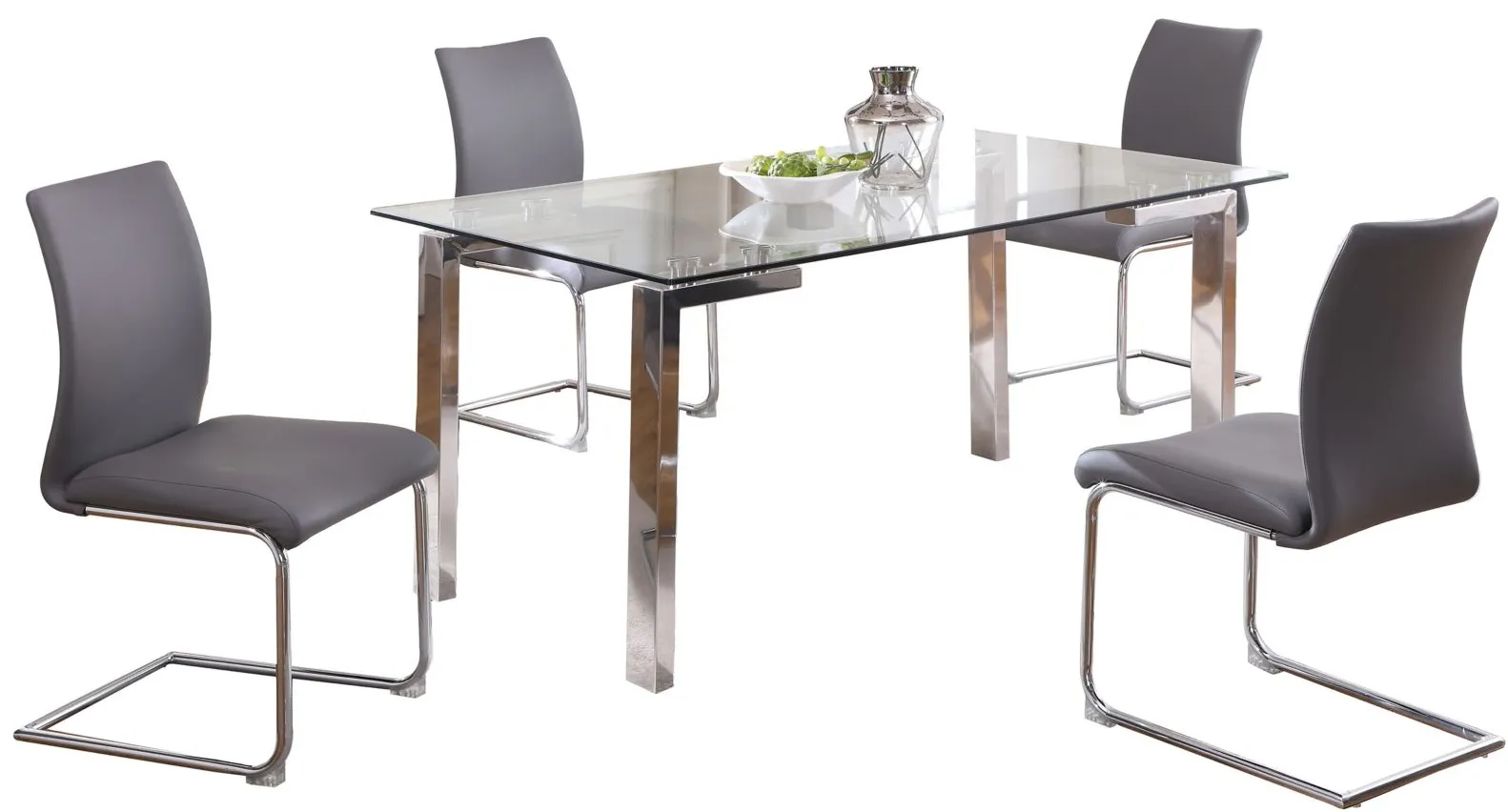Cristina 5-pc. Glass Dining Set in Gray by Chintaly Imports