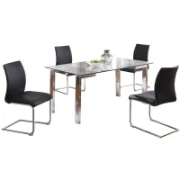 Cristina 5-pc. Glass Dining Set in Black by Chintaly Imports