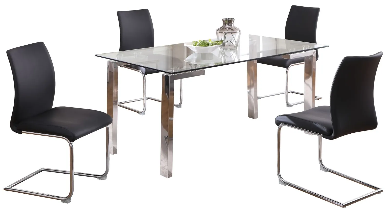 Cristina 5-pc. Glass Dining Set in Black by Chintaly Imports
