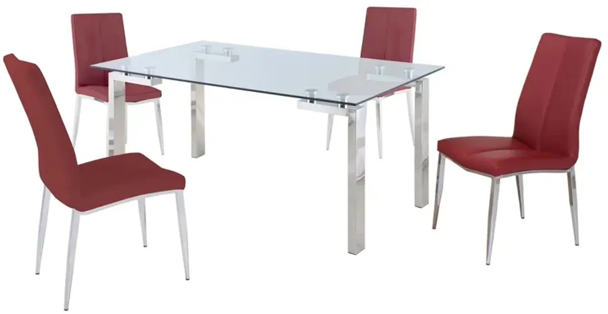 Cristina 5-pc. Dining Set in Red by Chintaly Imports