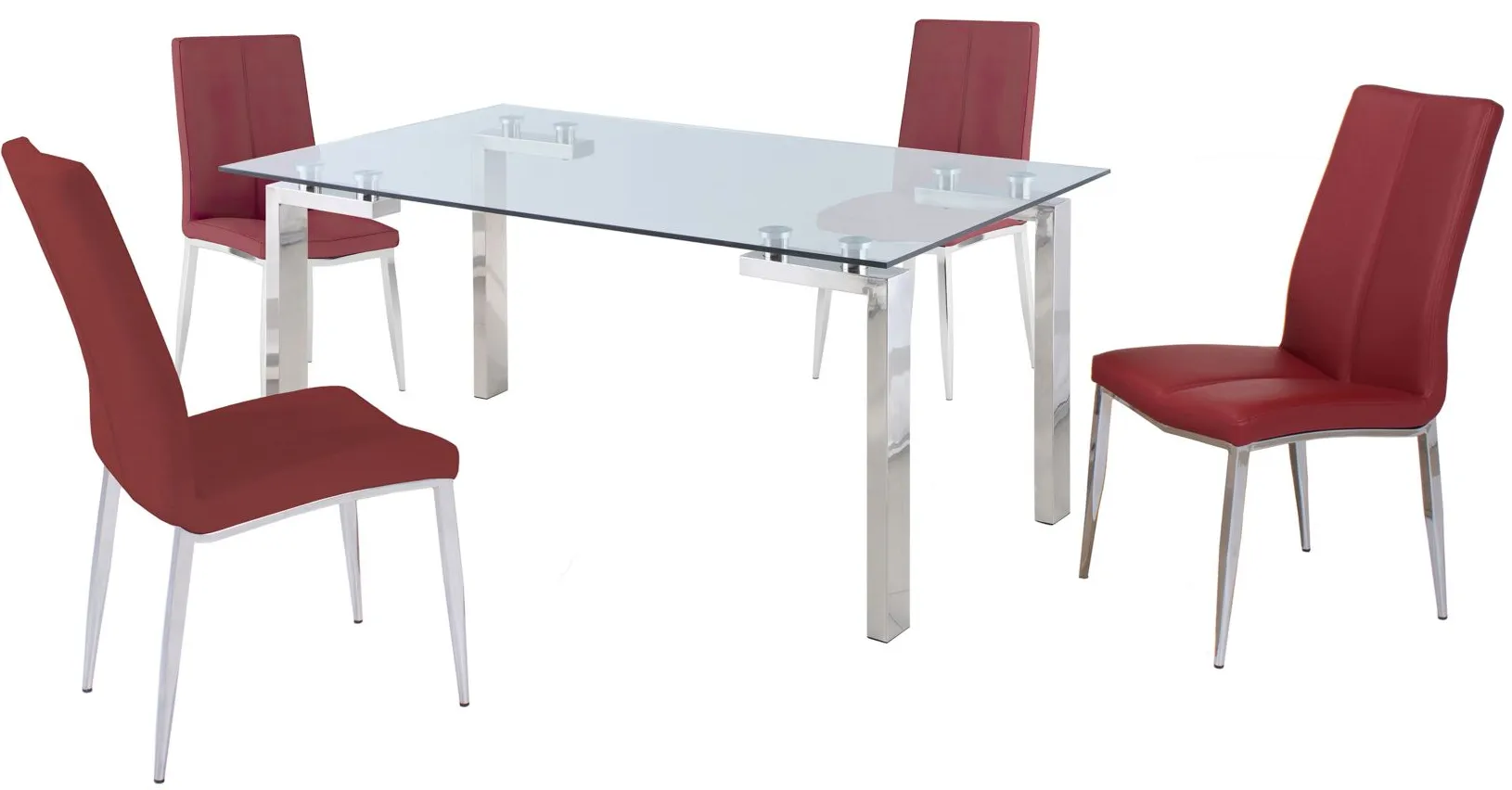 Cristina 5-pc. Dining Set in Red by Chintaly Imports