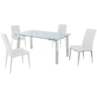 Cristina 5-pc. Dining Set in White by Chintaly Imports
