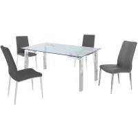 Cristina 5-pc. Dining Set in Gray by Chintaly Imports