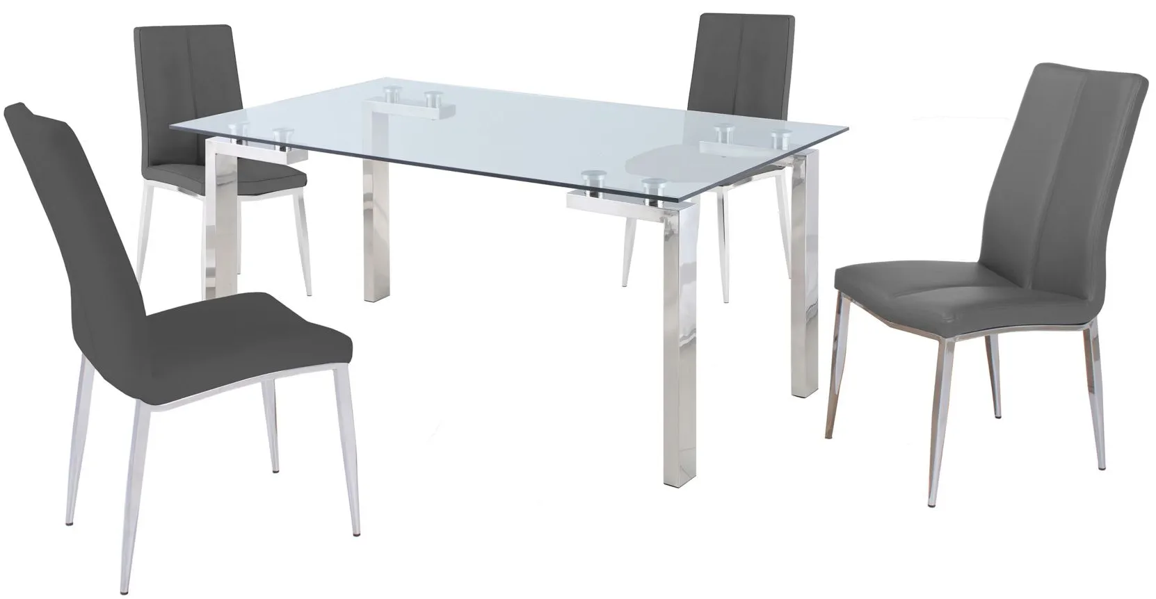 Cristina 5-pc. Dining Set in Gray by Chintaly Imports