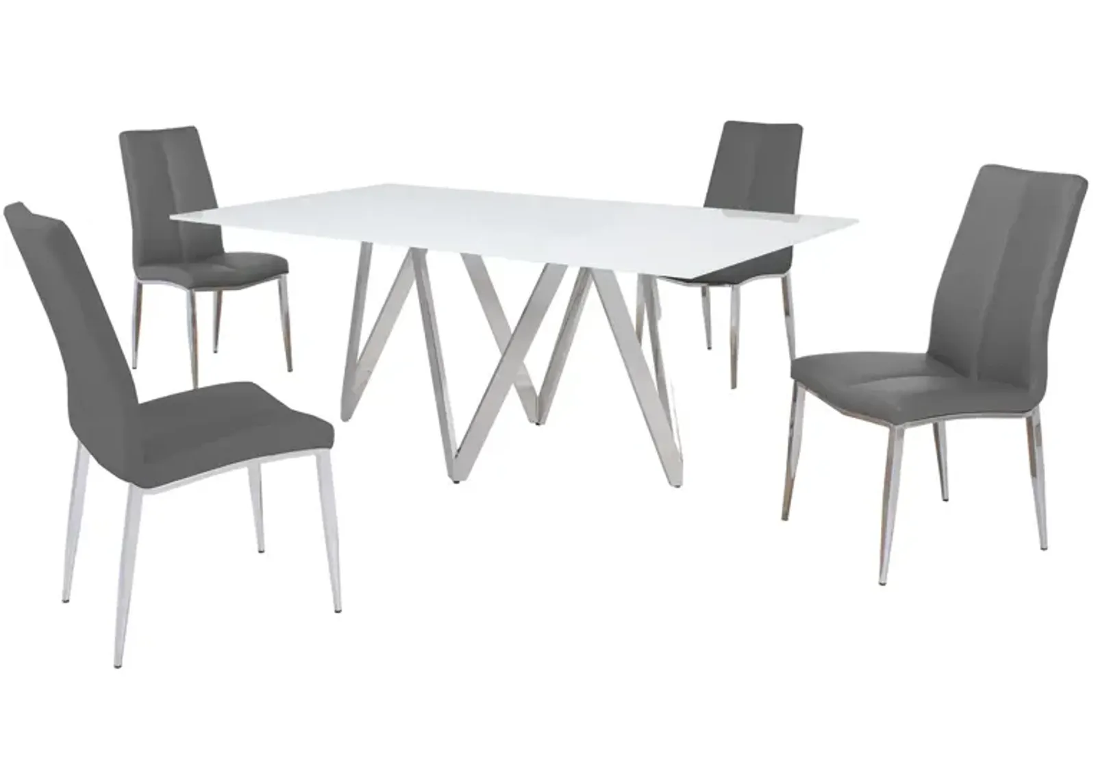 Abigail 5-pc. Dining Set in Gray by Chintaly Imports