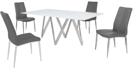 Abigail 5-pc. Dining Set in Gray by Chintaly Imports