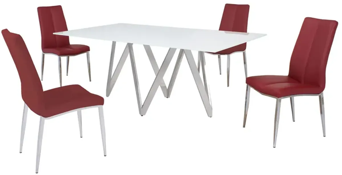 Abigail 5-pc. Dining Set in Red by Chintaly Imports