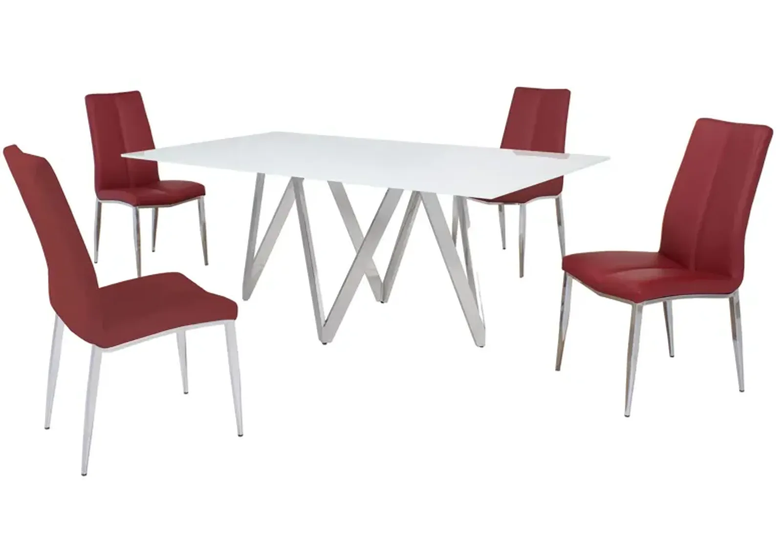 Abigail 5-pc. Dining Set in Red by Chintaly Imports