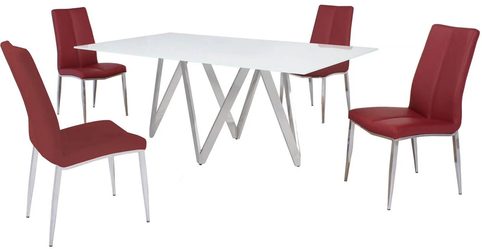 Abigail 5-pc. Dining Set in Red by Chintaly Imports
