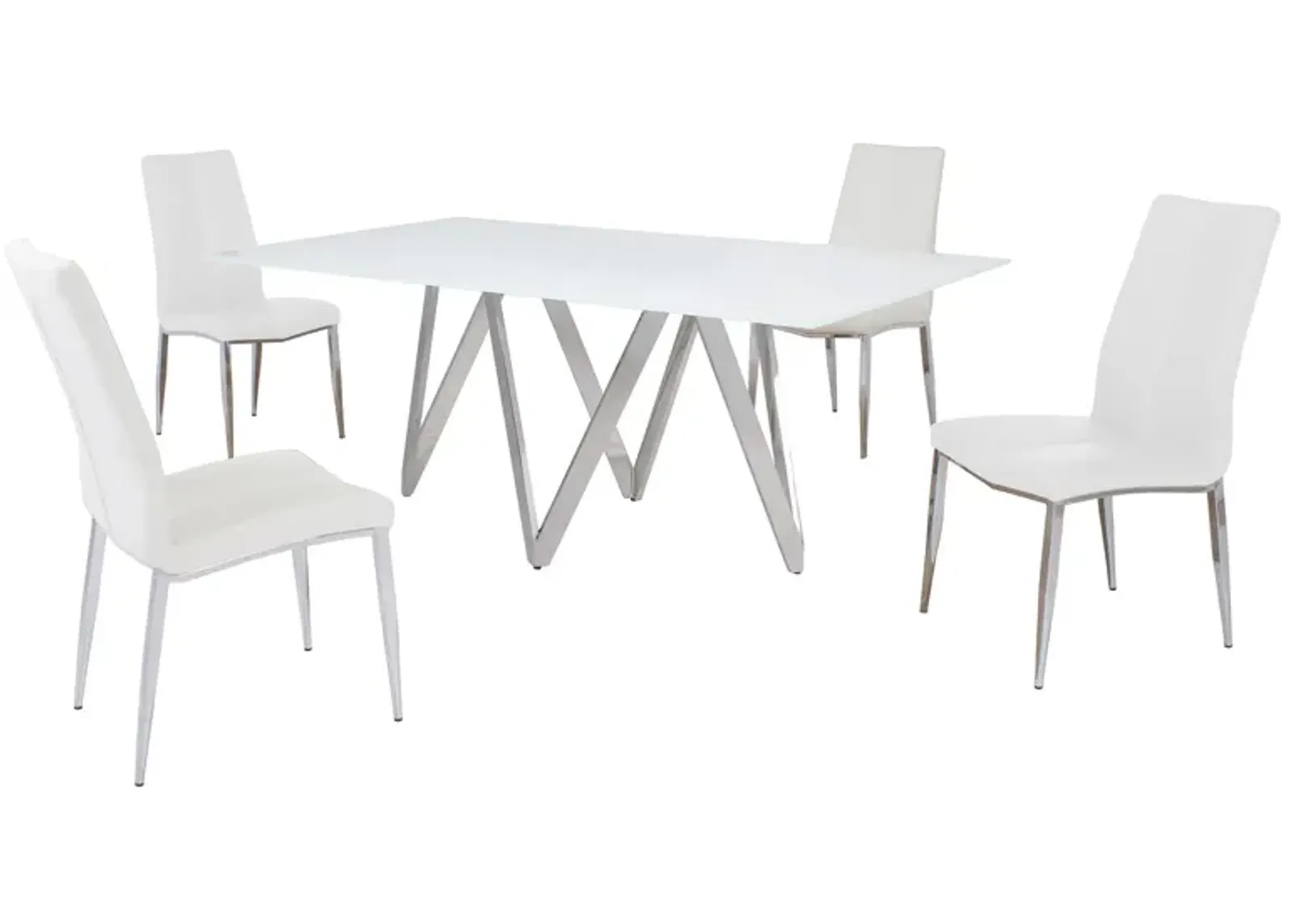 Abigail 5-pc. Dining Set in White by Chintaly Imports