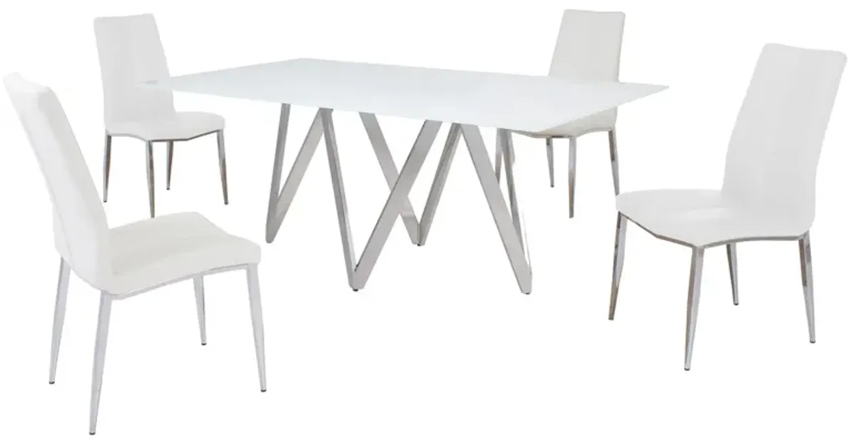 Abigail 5-pc. Dining Set in White by Chintaly Imports