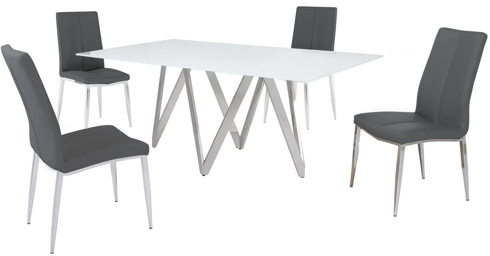 Abigail 5-pc. Dining Set in Ash by Chintaly Imports