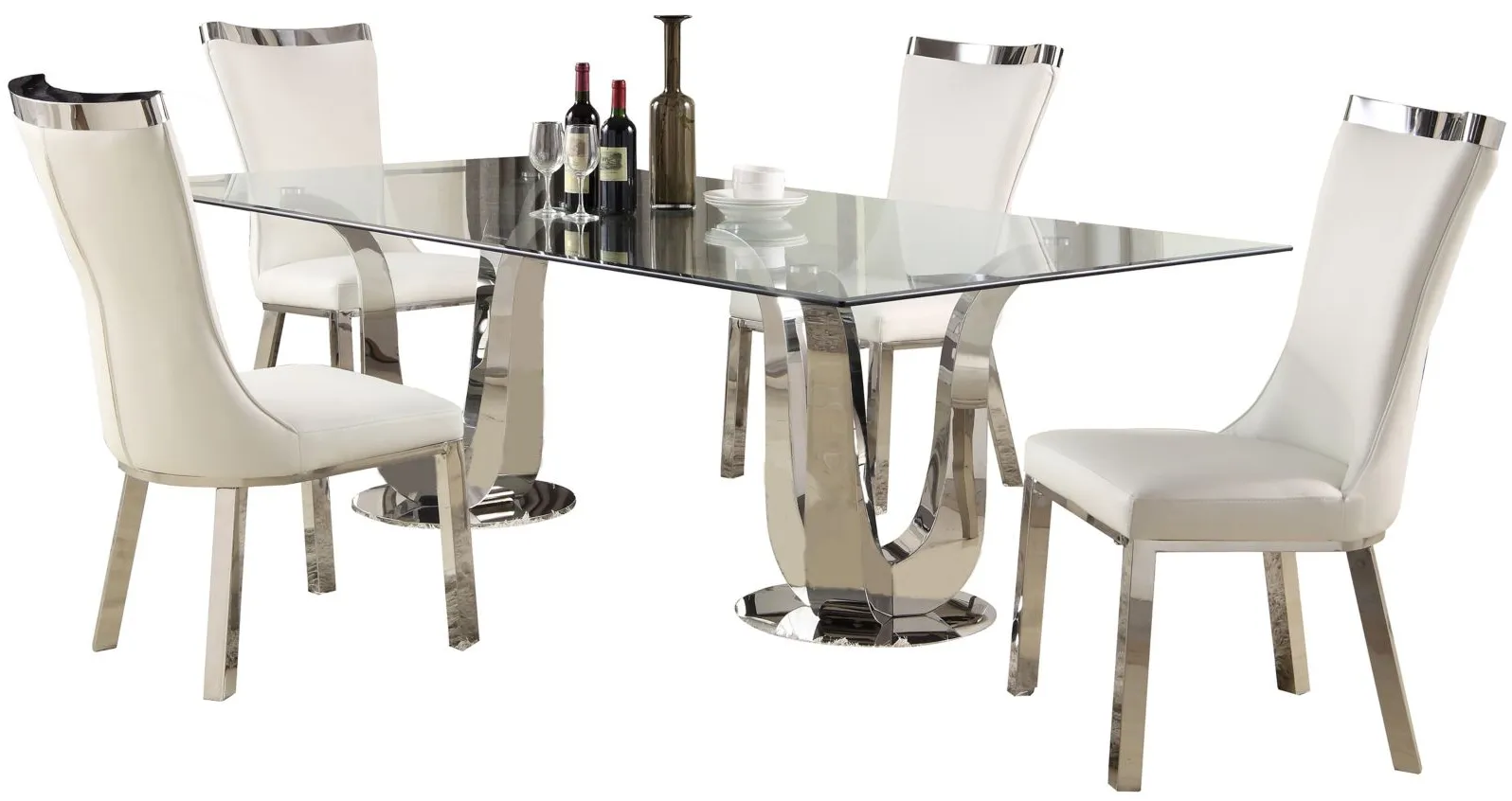 Adelle 5-pc. Dining Set in White by Chintaly Imports