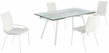 Alicia 5-pc. Dining Set in White by Chintaly Imports