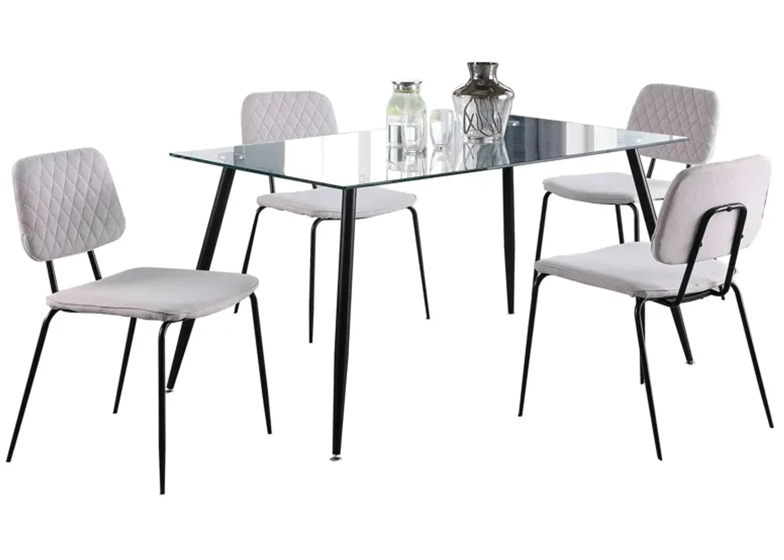 Bertha 5-pc. Dining Set in Gray by Chintaly Imports