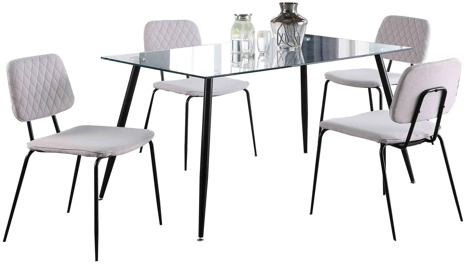 Bertha 5-pc. Dining Set in Gray by Chintaly Imports