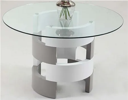 Hilary 5-pc. Dining Set in Clear/Gloss White/Gray by Chintaly Imports