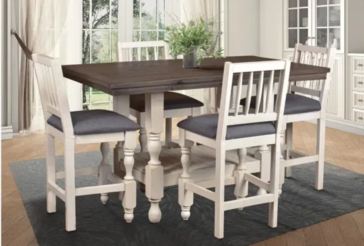 Rustic French 60" Counter Height Table Set with Four Stools