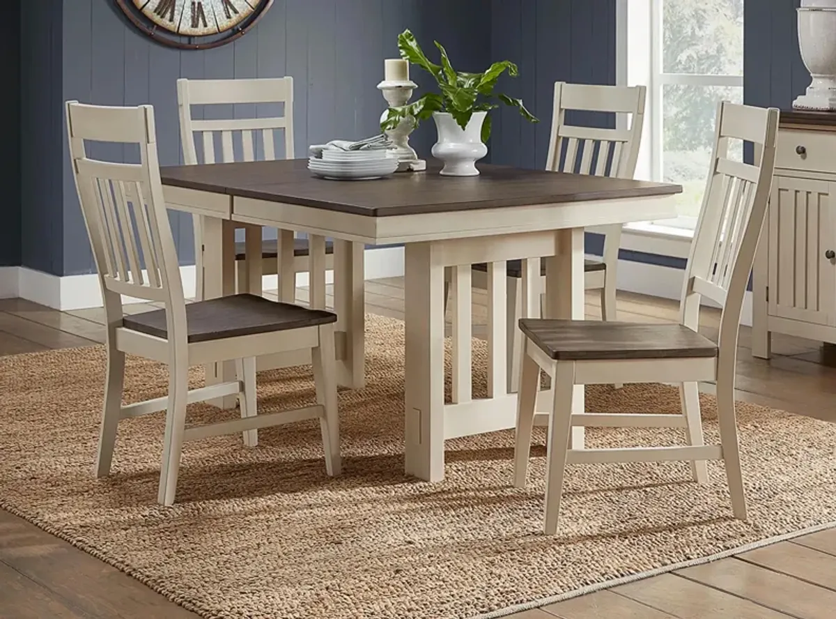 Bremerton 5-pc. Rectangular Dining Set with Butterfly Leaf in Saddledust-Oyster by A-America