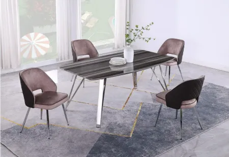 Leslie 5-pc. Dining Set in Gray by Chintaly Imports