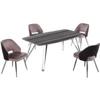 Leslie 5-pc. Dining Set in Gray by Chintaly Imports