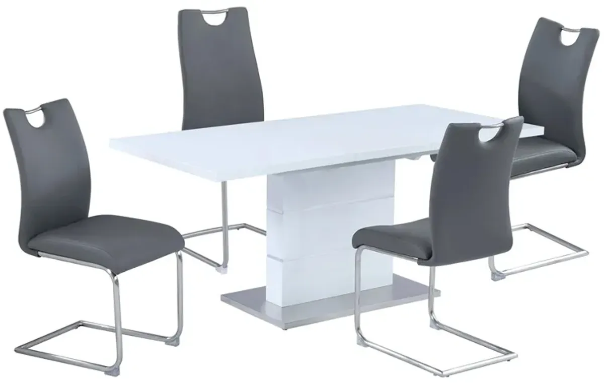 Rachel 5-pc. Dining Set in White and Dark Gray by Chintaly Imports