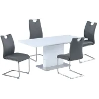 Rachel 5-pc. Dining Set in White and Dark Gray by Chintaly Imports
