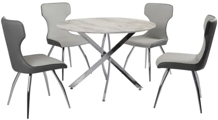 Shandra 5-pc. Dining Set in Gray and Silver by Chintaly Imports