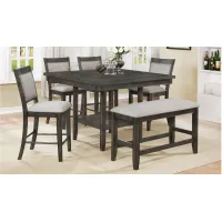 Fulton 6-pc. Counter-Height Dining Set in Gray by Crown Mark