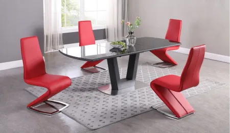 Surie 5-pc Dining Set in Black, Gray and Red by Chintaly Imports
