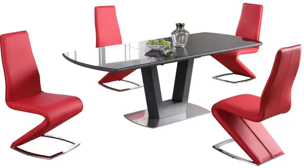 Surie 5-pc Dining Set in Black, Gray and Red by Chintaly Imports