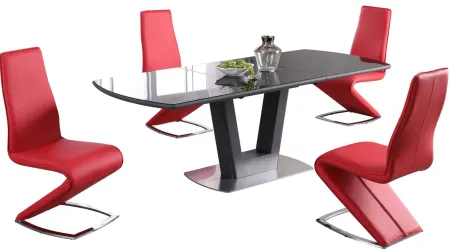 Surie 5-pc Dining Set in Black, Gray and Red by Chintaly Imports