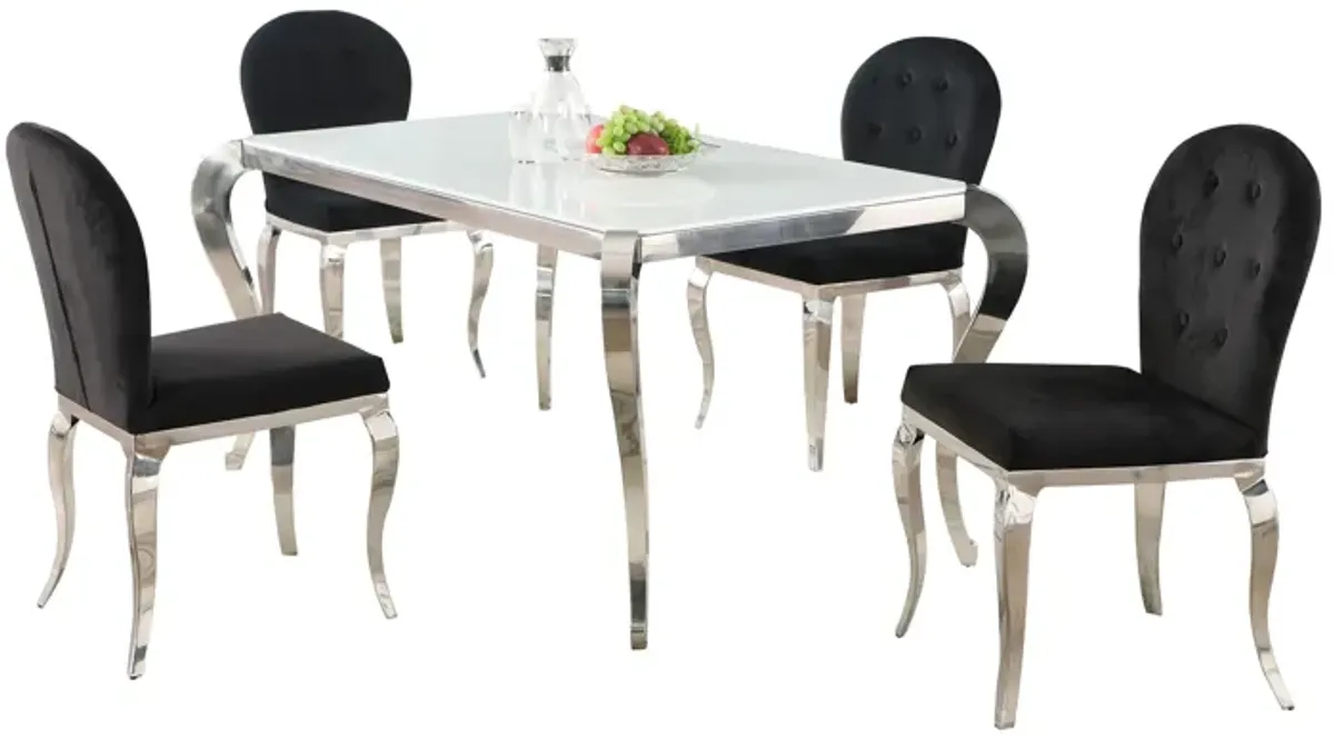 Teresa 5-pc. Dining Set in Black and White by Chintaly Imports