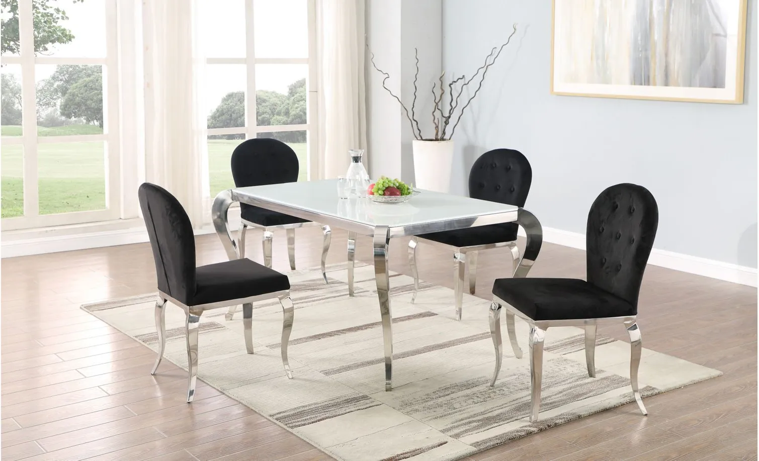 Teresa 5-pc. Dining Set in Black and White by Chintaly Imports