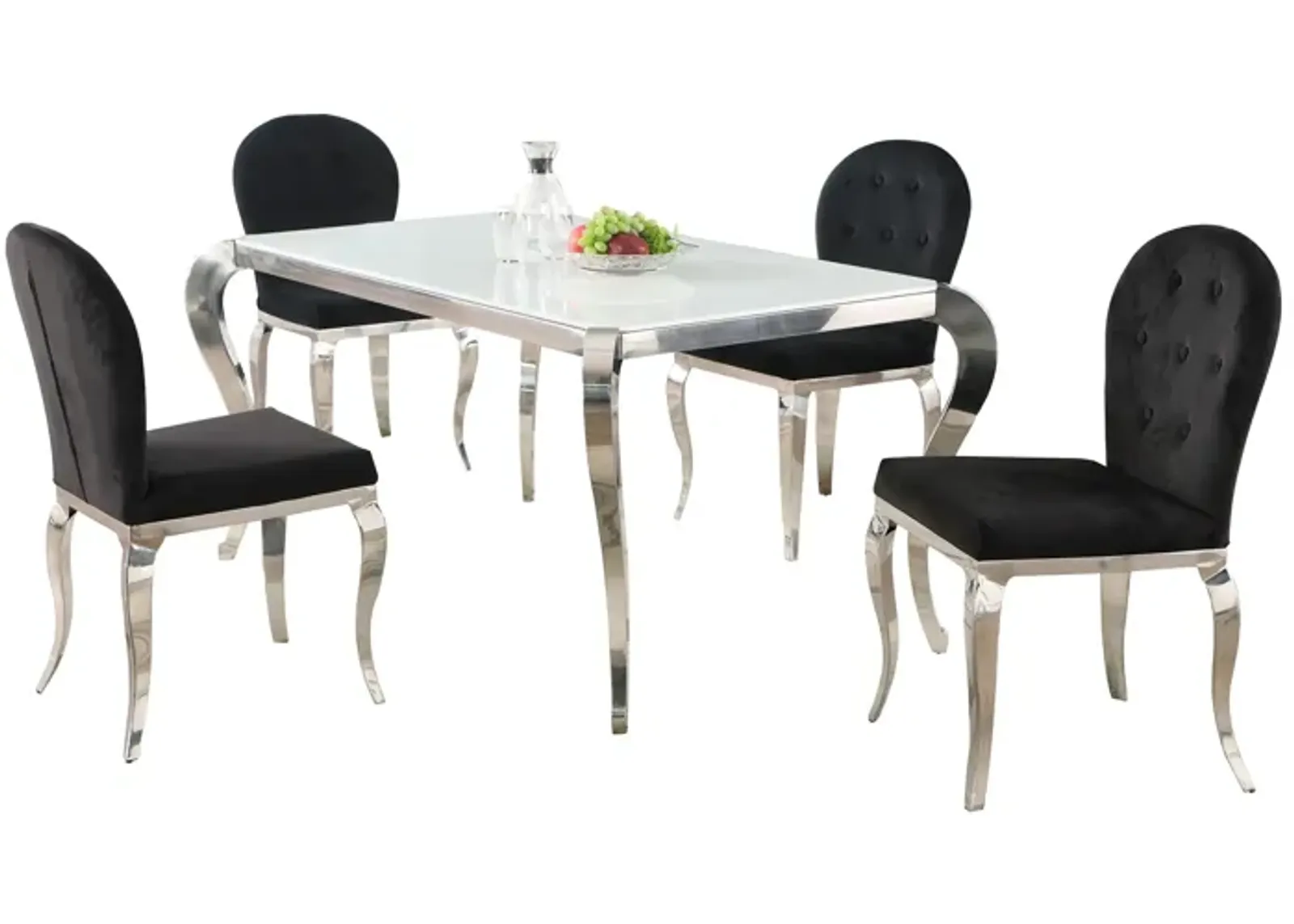 Teresa 5-pc. Dining Set in Black and White by Chintaly Imports