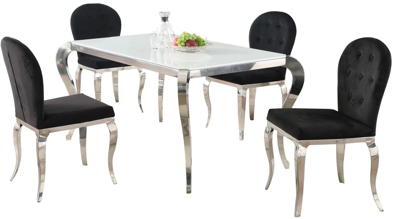 Teresa 5-pc. Dining Set in Black and White by Chintaly Imports