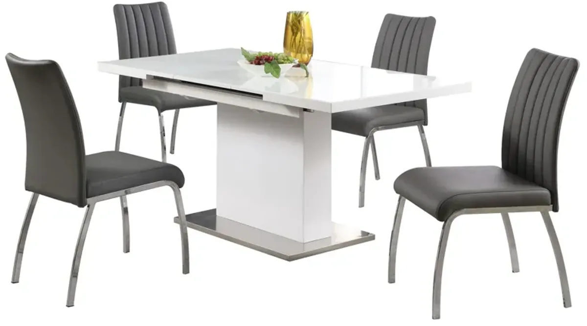 Vanessia 5-pc. Dining Set in White and Gray by Chintaly Imports