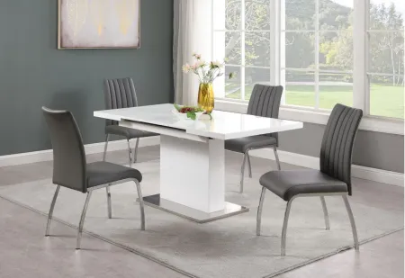 Vanessia 5-pc. Dining Set in White and Gray by Chintaly Imports