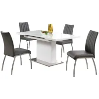 Vanessia 5-pc. Dining Set in White and Gray by Chintaly Imports