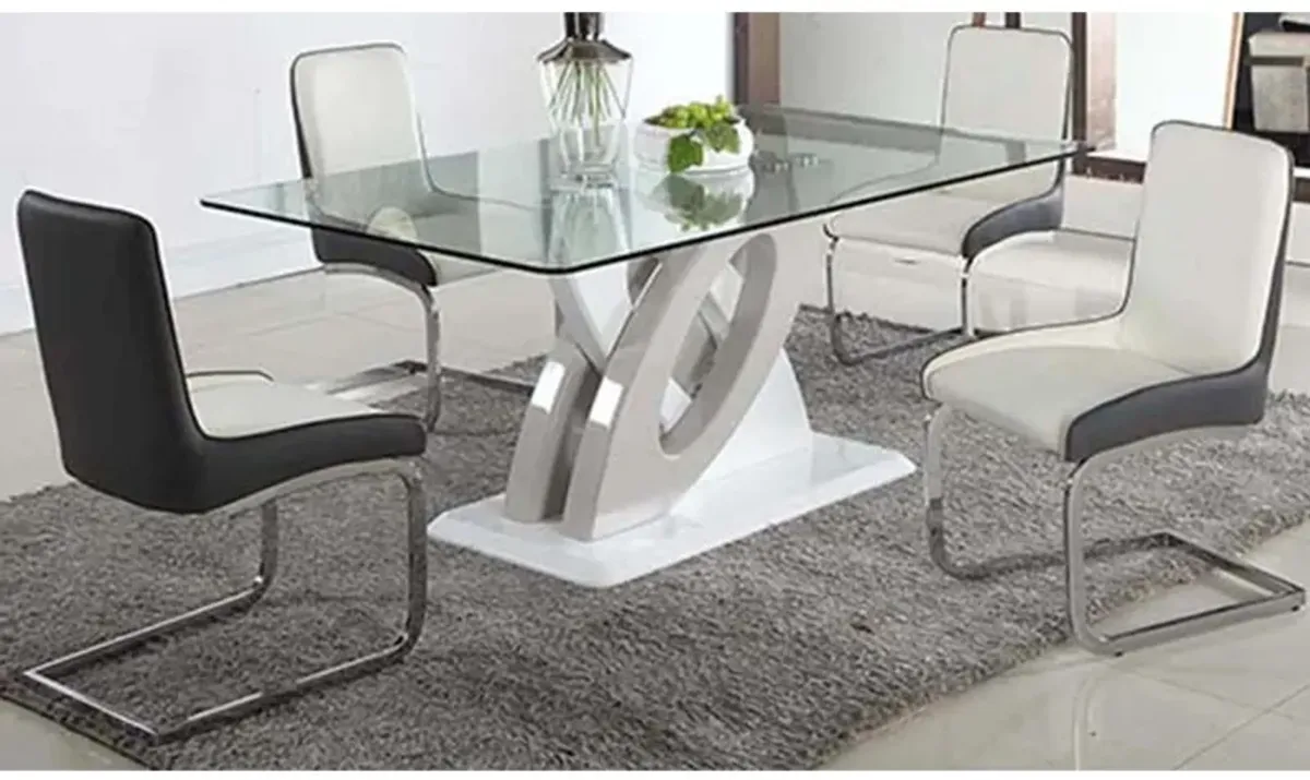 Dreamhouse 5-pc. Dining Set in Clear/Gloss White/Gray by Chintaly Imports