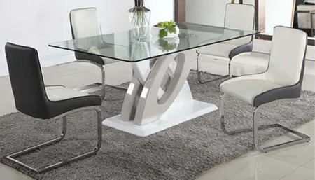 Dreamhouse 5-pc. Dining Set in Clear/Gloss White/Gray by Chintaly Imports